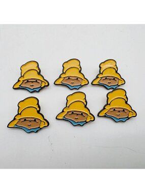 Paddington Bear Head Button Set of 6 Yellow Hat Blue Collar by Eden 1992 VTG